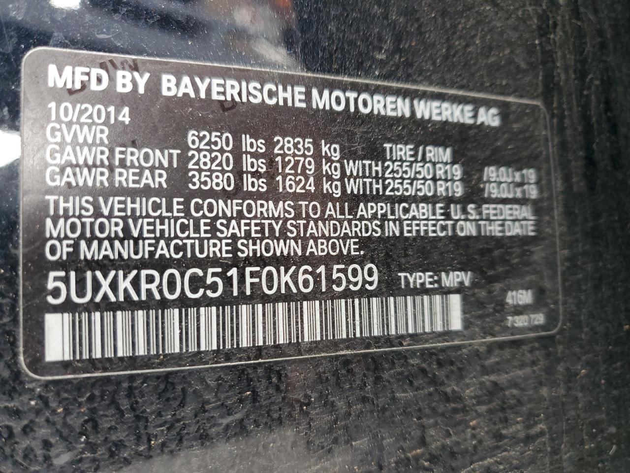 5UXKR0C51F0K61599 2015 BMW X5 xDrive35I