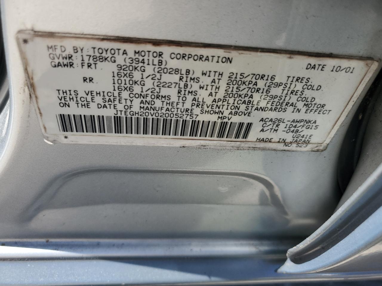 JTEGH20V020052757 2002 Toyota Rav4