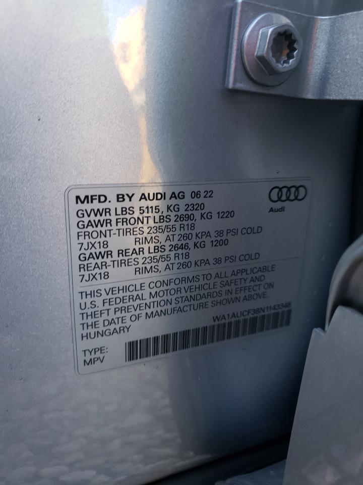 WA1AUCF38N1143348 2022 Audi Q3 Premium 40