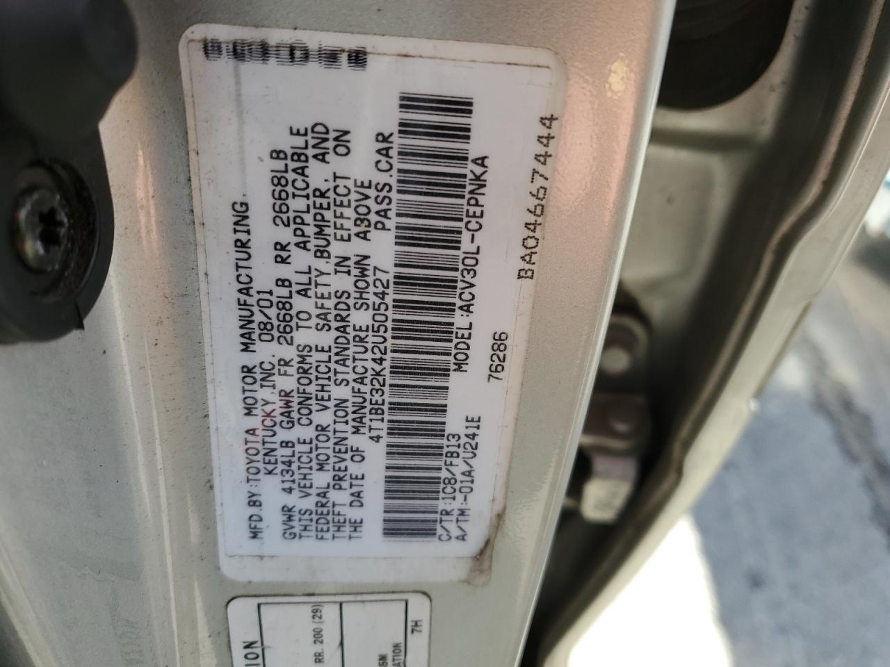 4T1BE32K42U505427 2002 Toyota Camry Le