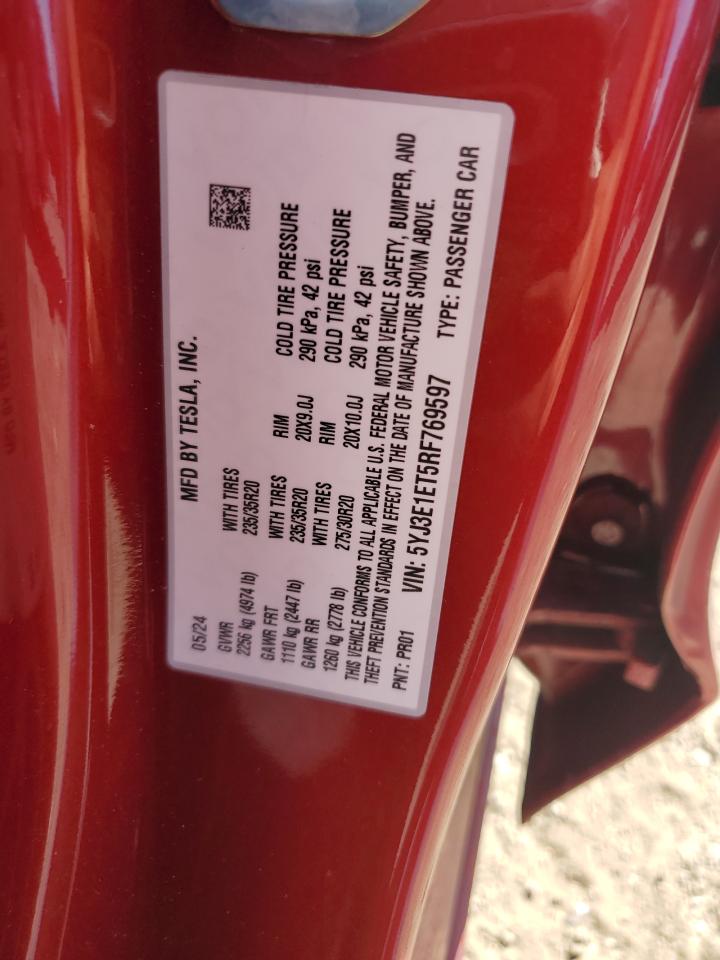 5YJ3E1ET5RF769597 2024 Tesla Model 3