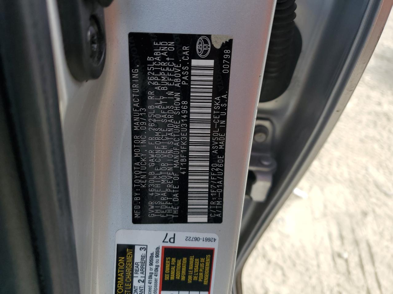 4T1BF1FK3EU314968 2014 Toyota Camry L