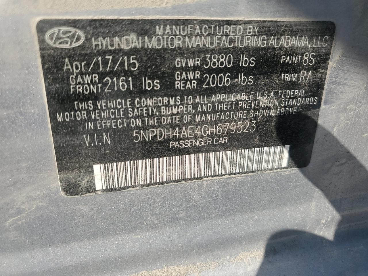 5NPDH4AE4GH679523 2016 Hyundai Elantra Se