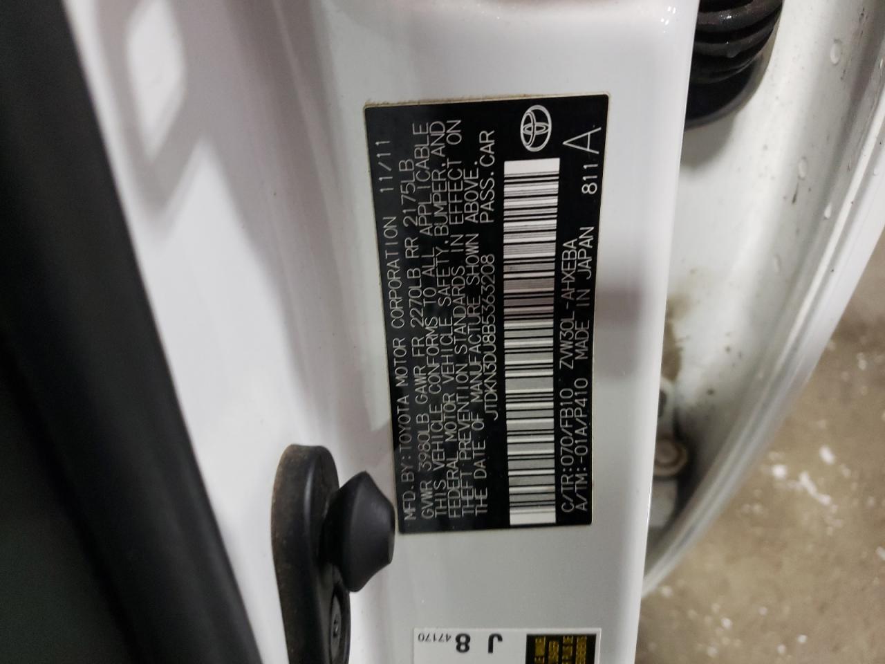JTDKN3DU8B5363208 2011 Toyota Prius