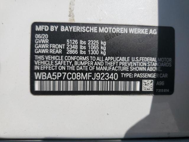 WBA5P7C08MFJ92340 BMW 3 Series 330E 12