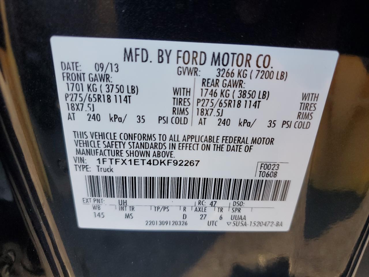 1FTFX1ET4DKF92267 2013 Ford F150 Super Cab