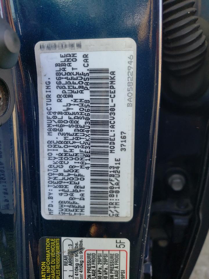 4T1BE32KX4U306658 2004 Toyota Camry Le