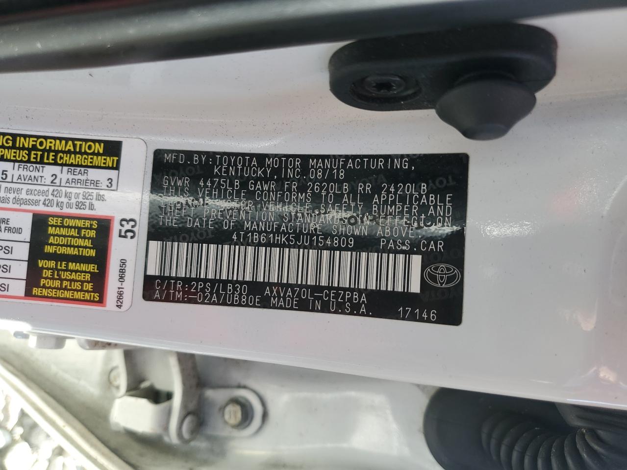 4T1B61HK5JU154809 2018 Toyota Camry Xse