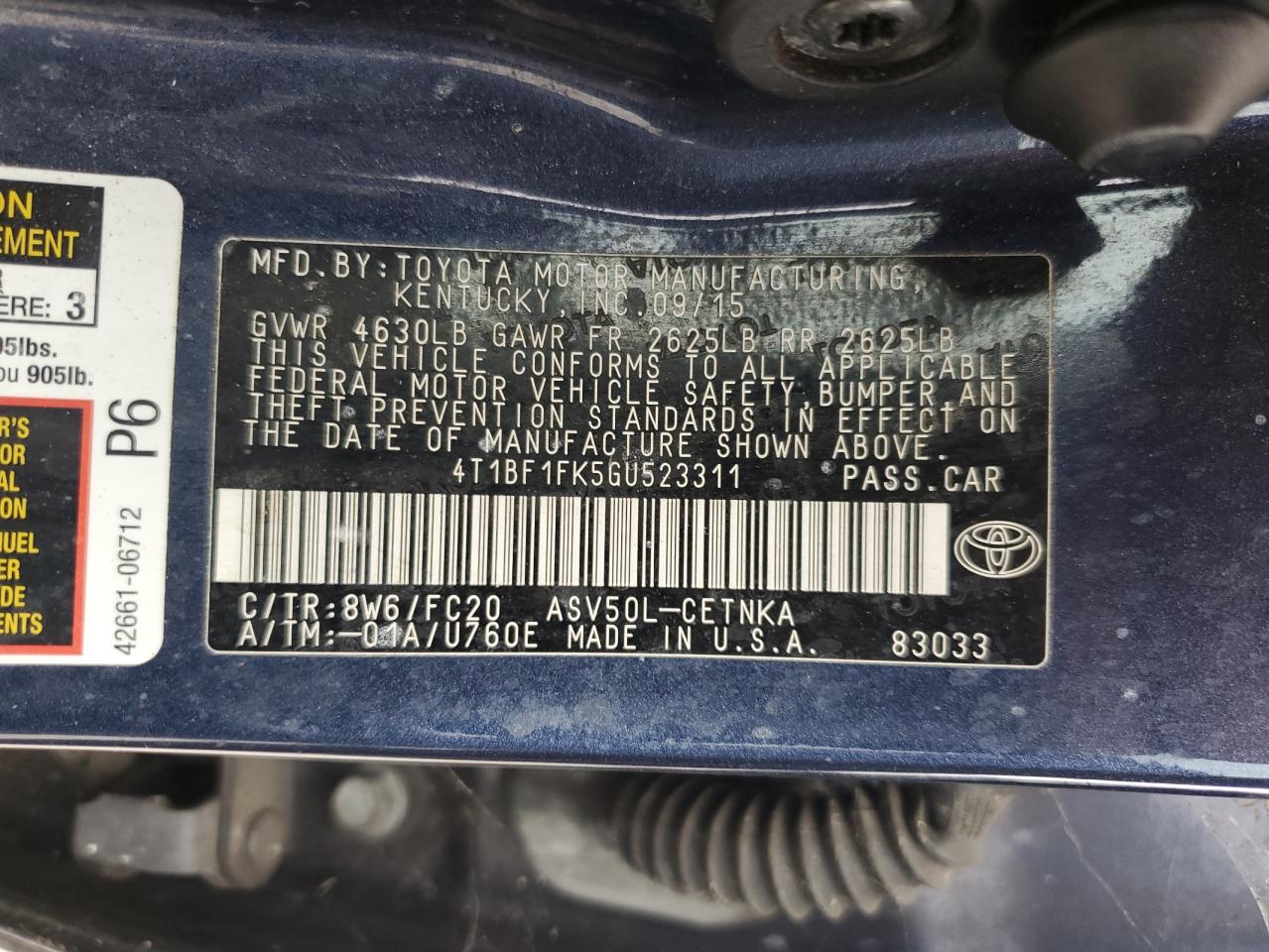 4T1BF1FK5GU523311 2016 Toyota Camry Le