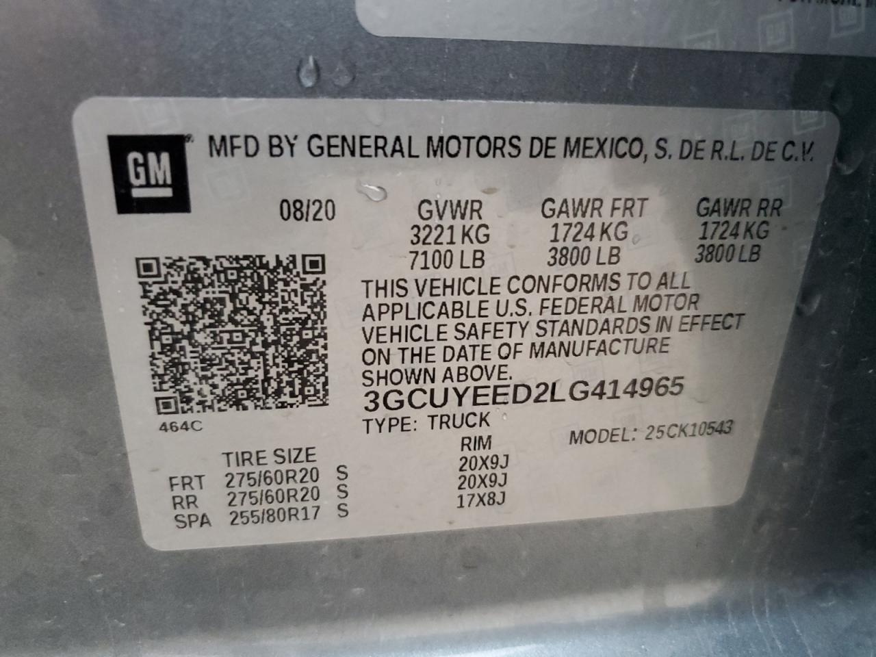 VIN 3GCUYEED2LG414965 2020 CHEVROLET ALL Models no.12