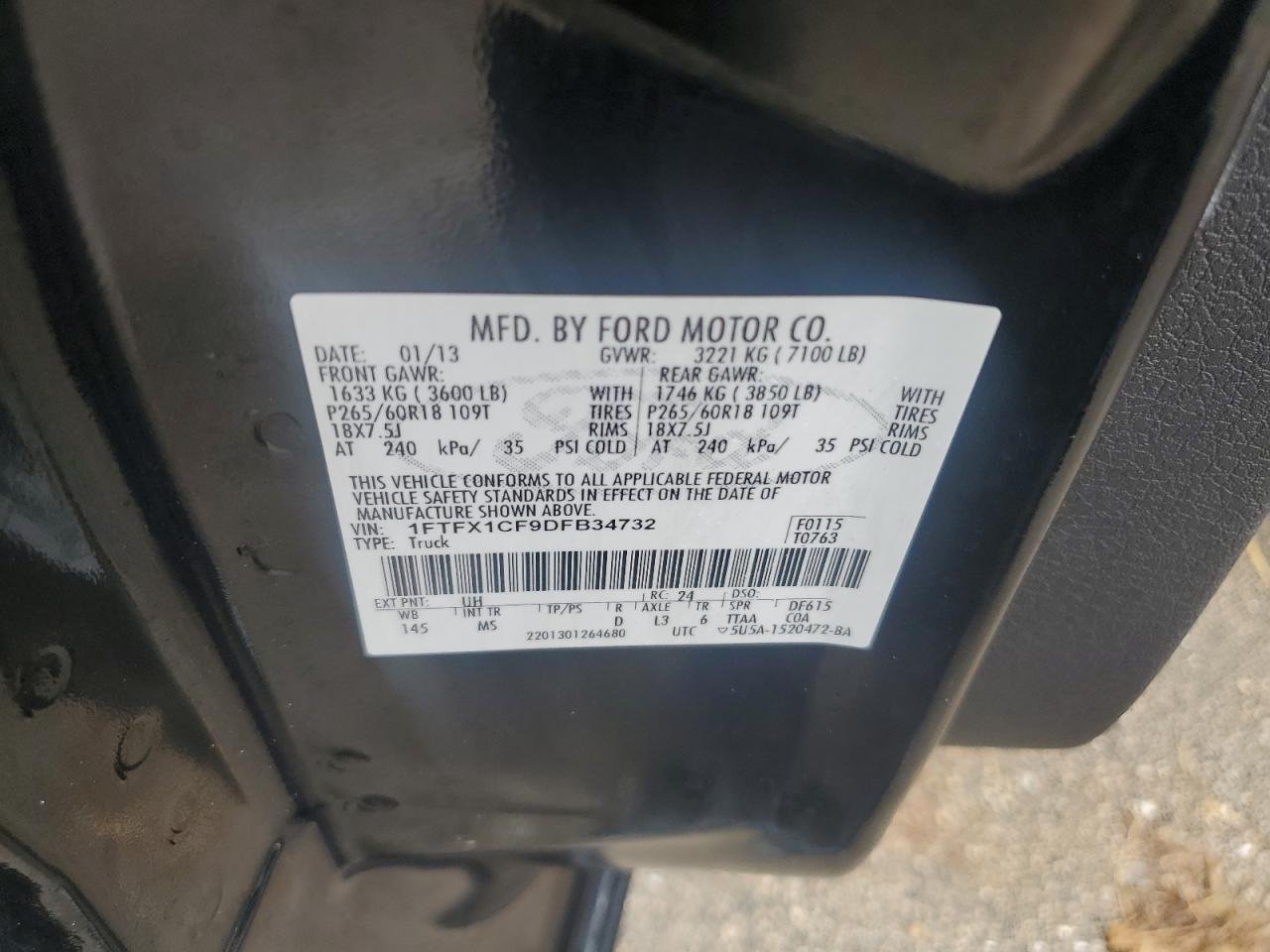 1FTFX1CF9DFB34732 2013 Ford F150 Super Cab