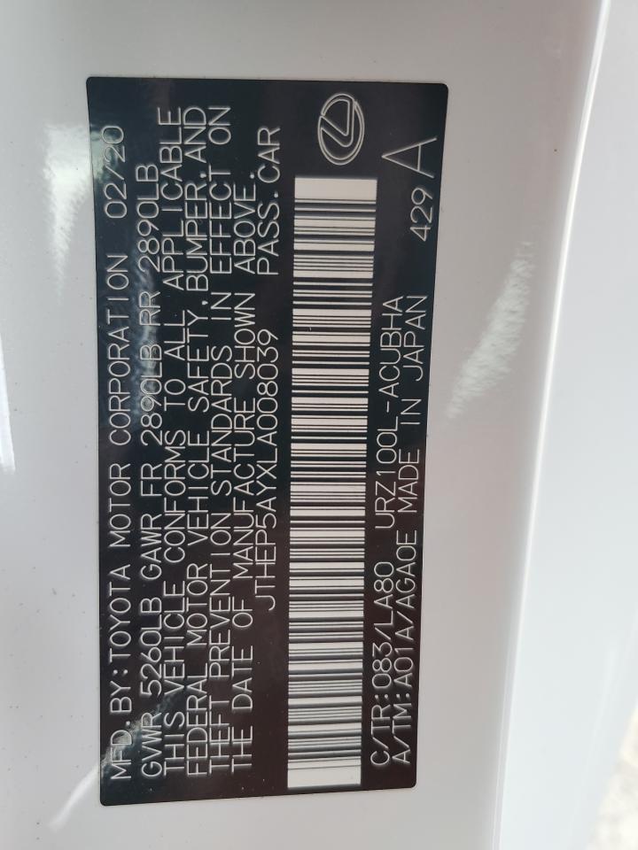 2020 Lexus Lc 500 VIN: JTHEP5AYXLA008039 Lot: 77682114