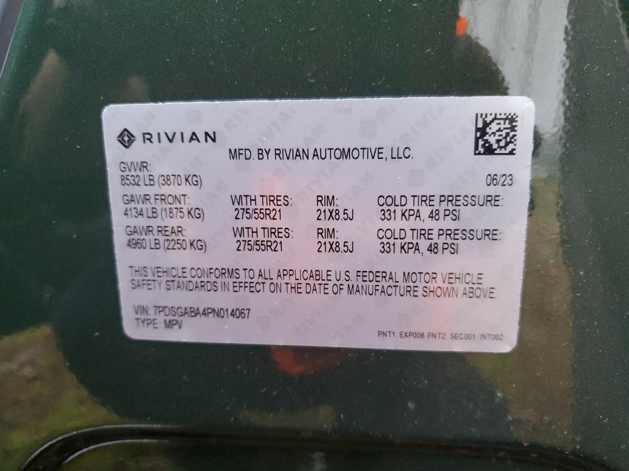 2023 Rivian R1S Adventure VIN: 7PDSGABA4PN014067 Lot: 77630794