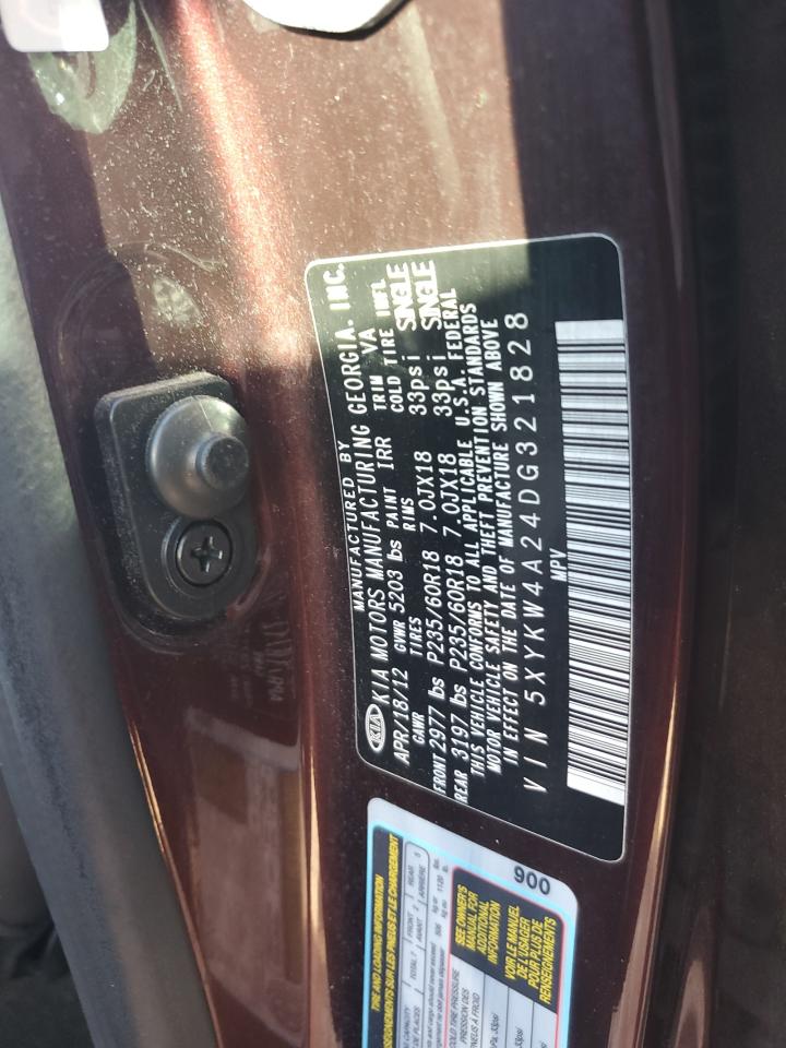 2013 Kia Sorento Sx VIN: 5XYKW4A24DG321828 Lot: 75459624