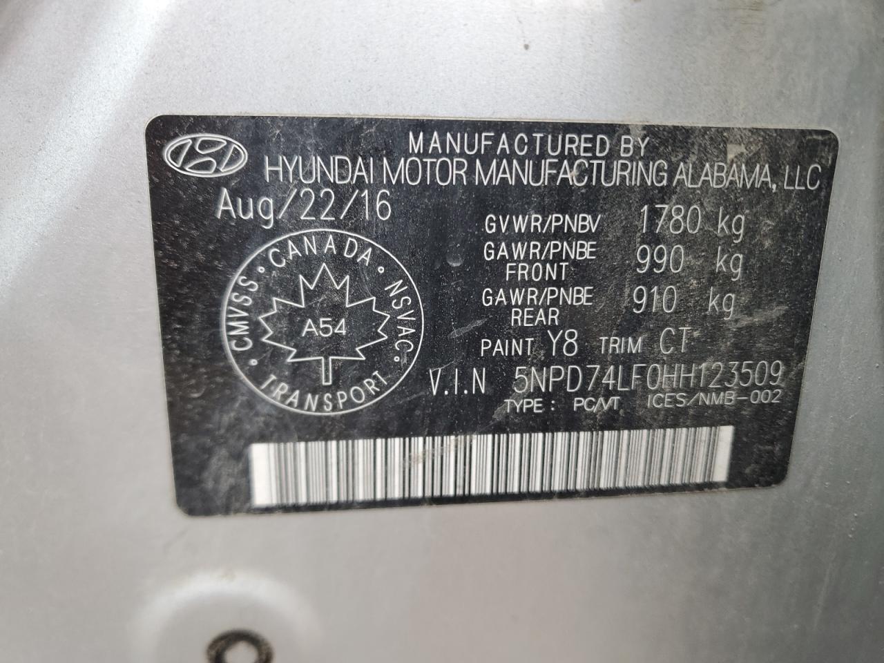 5NPD74LF0HH123509 2017 HYUNDAI ELANTRA - Image 12