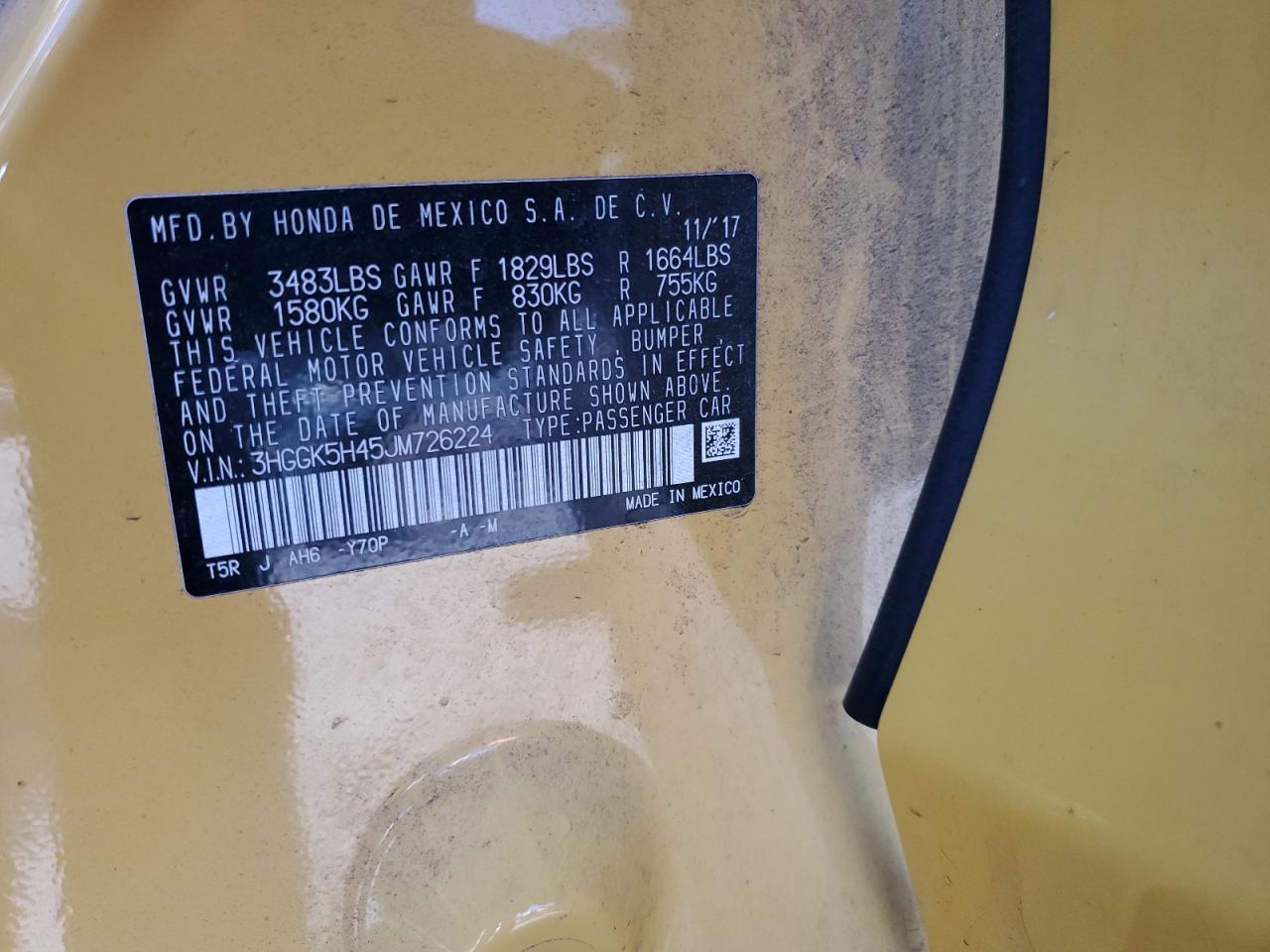 2018 Honda Fit Lx VIN: 3HGGK5H45JM726224 Lot: 77500044