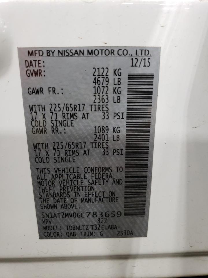 5N1AT2MV0GC783659 2016 Nissan Rogue S