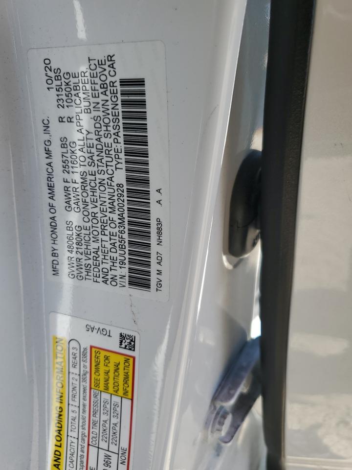 19UUB5F63MA002928 2021 Acura Tlx Advance