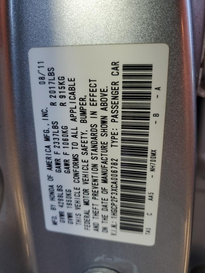 1HGCP2F3XCA006782 2012 Honda Accord Lx