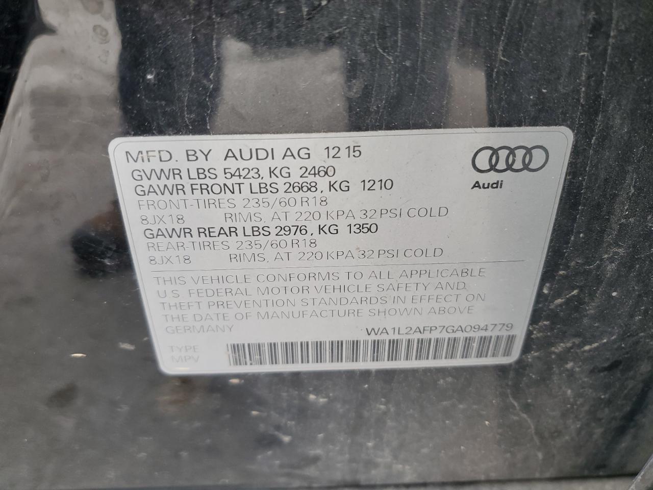 VIN WA1L2AFP7GA094779 2016 AUDI Q5 no.13