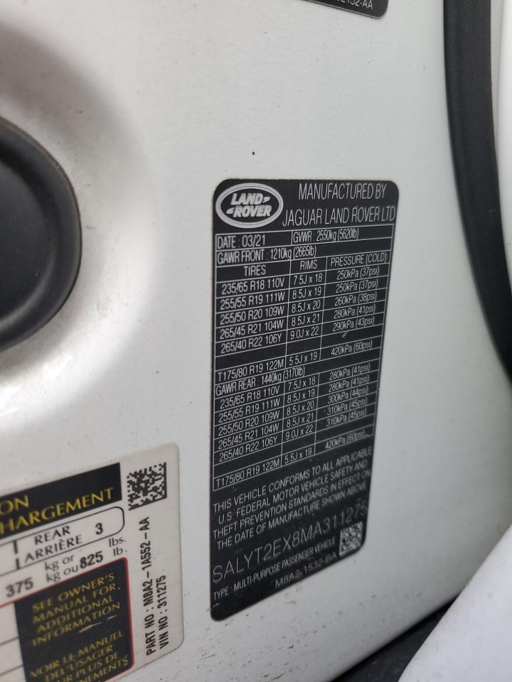 2021 Land Rover Range Rover Velar R-Dynamic S VIN: SALYT2EX8MA311275 Lot: 74836164