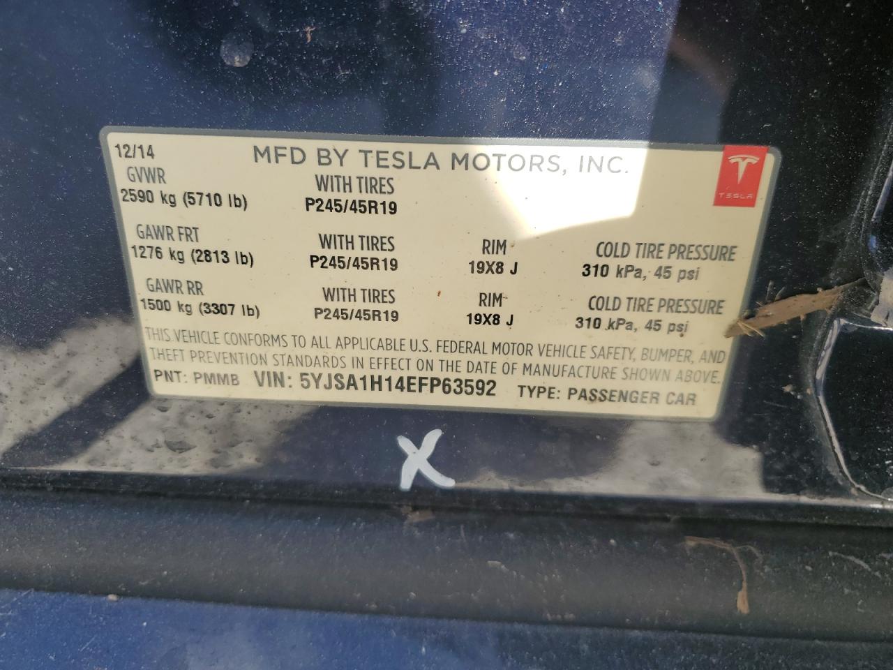 5YJSA1H14EFP63592 2014 Tesla Model S