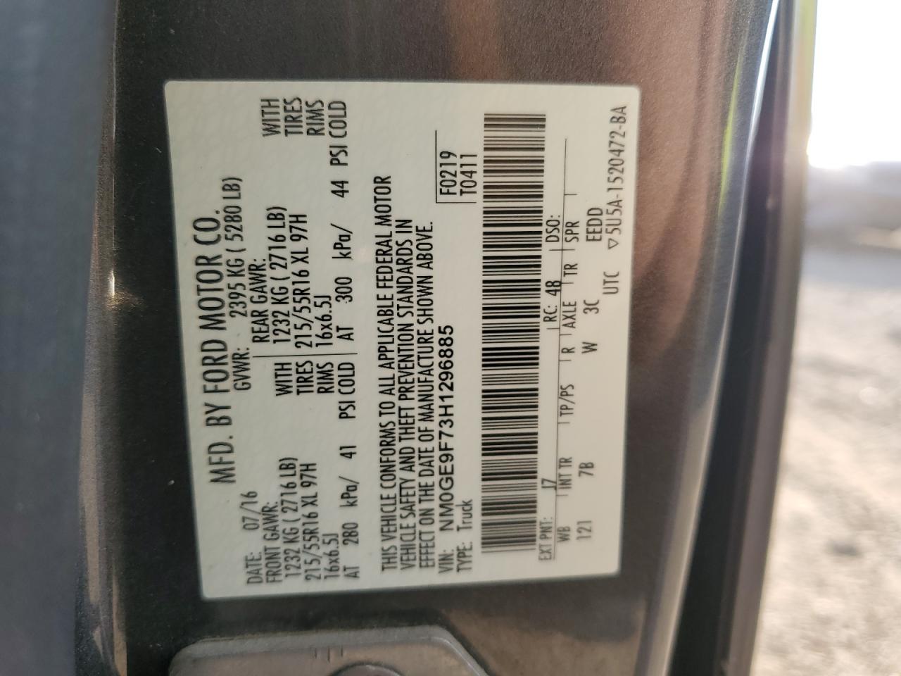 NM0GE9F73H1296885 2017 Ford Transit Connect Xlt