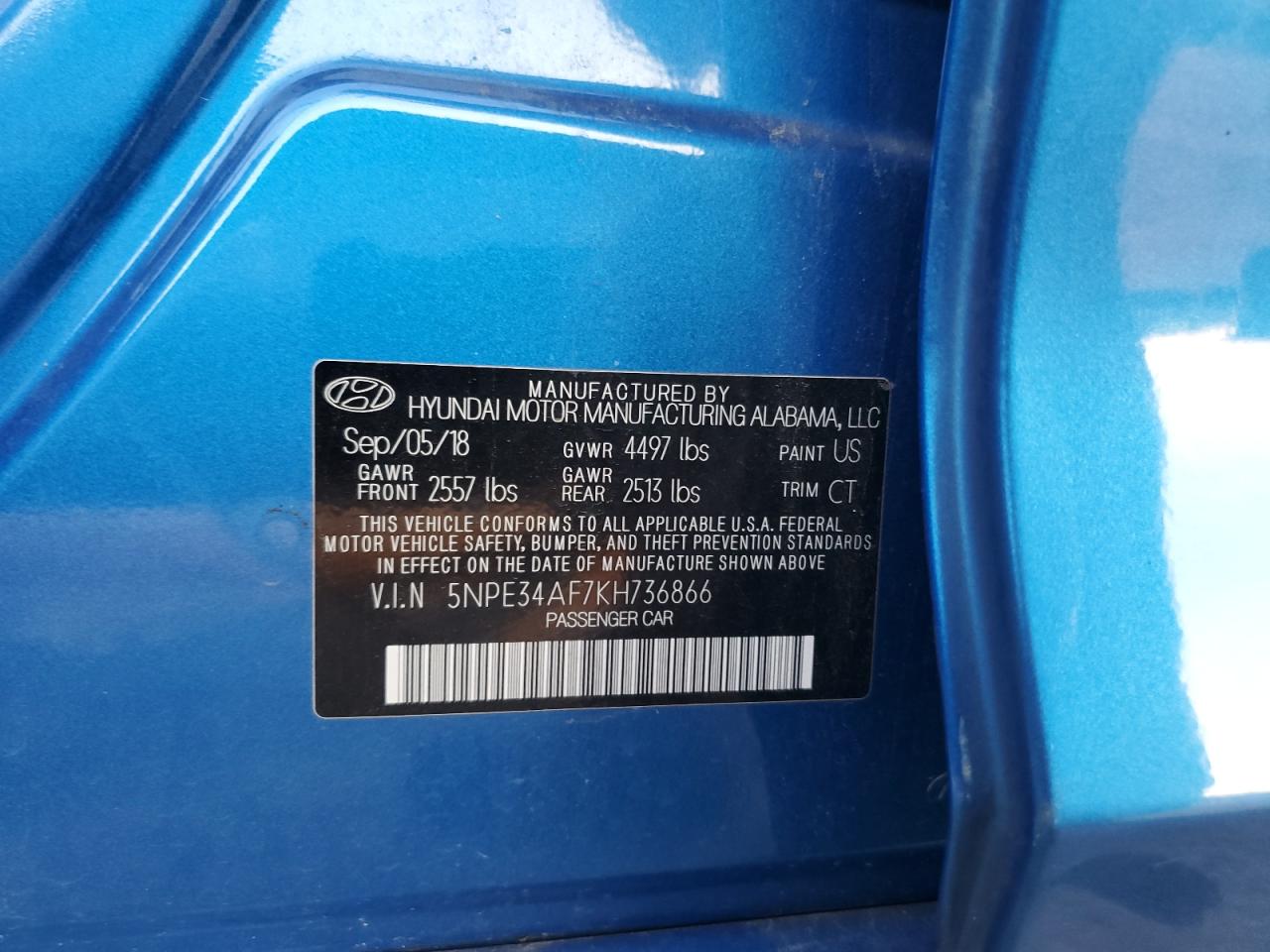 5NPE34AF7KH736866 2019 Hyundai Sonata Limited