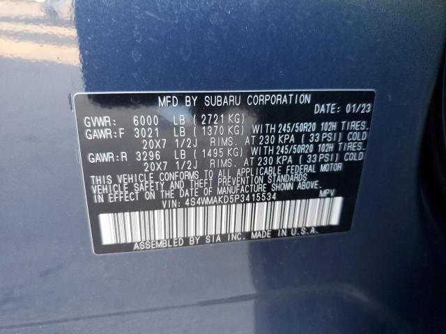 4S4WMAKD5P3415534 Subaru Ascent LIM 12