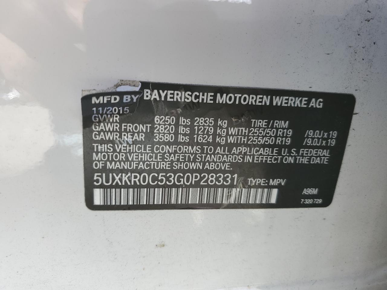 5UXKR0C53G0P28331 2016 BMW X5 xDrive35I