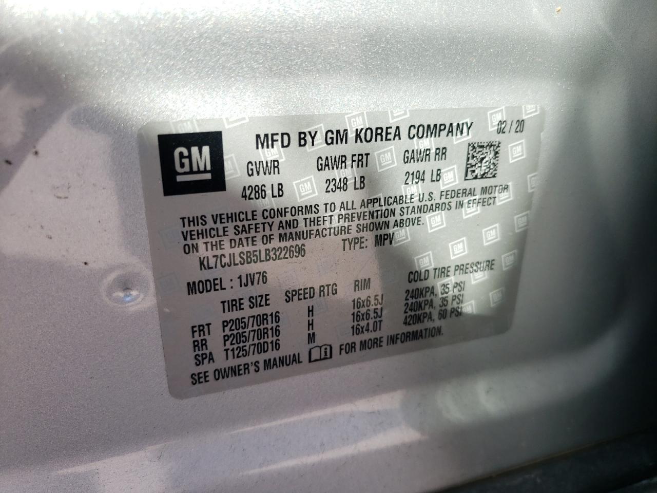 KL7CJLSB5LB322696 2020 CHEVROLET TRAX - Image 15