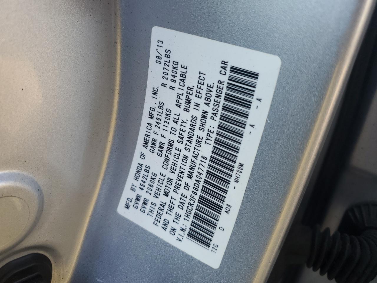 1HGCR3F88DA047716 2013 Honda Accord Exl