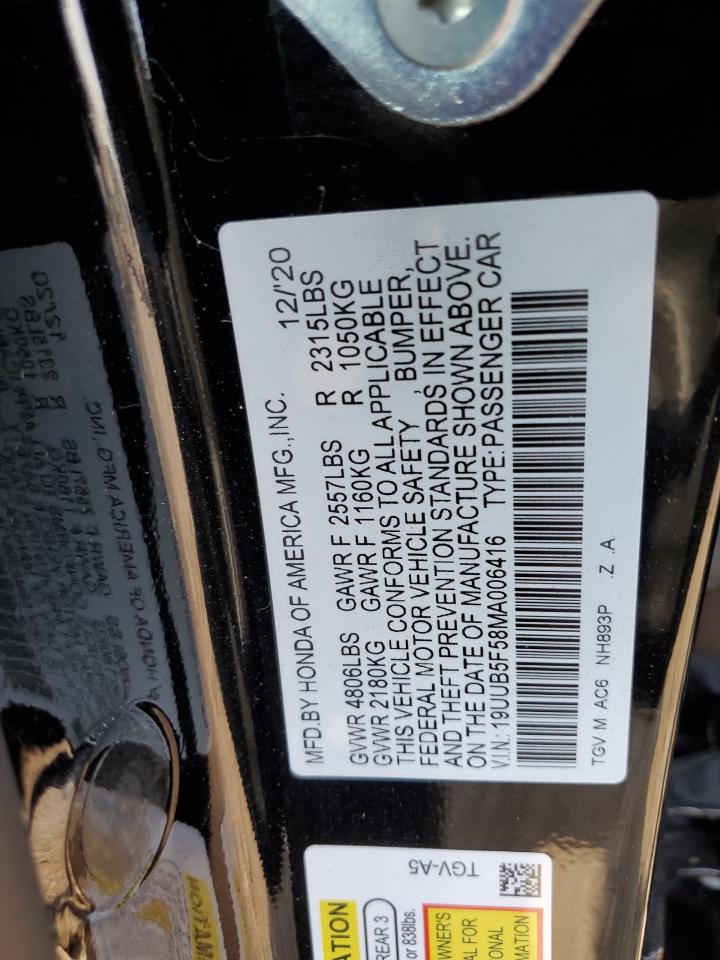 2021 Acura Tlx Tech A VIN: 19UUB5F58MA006416 Lot: 78248444