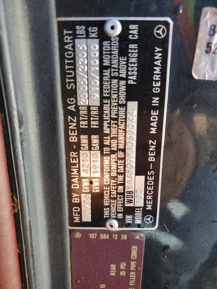 1987 Mercedes-Benz 560 Sl VIN: WDBBA48D9HA060044 Lot: 76965694