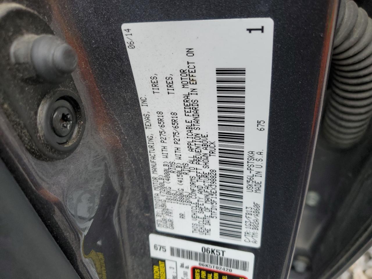 5TFDY5F15EX398828 2014 Toyota Tundra Crewmax Sr5