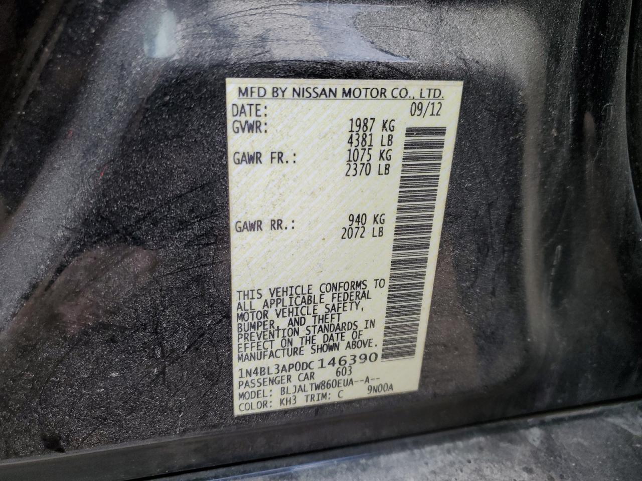 1N4BL3AP0DC146390 2013 Nissan Altima 3.5S