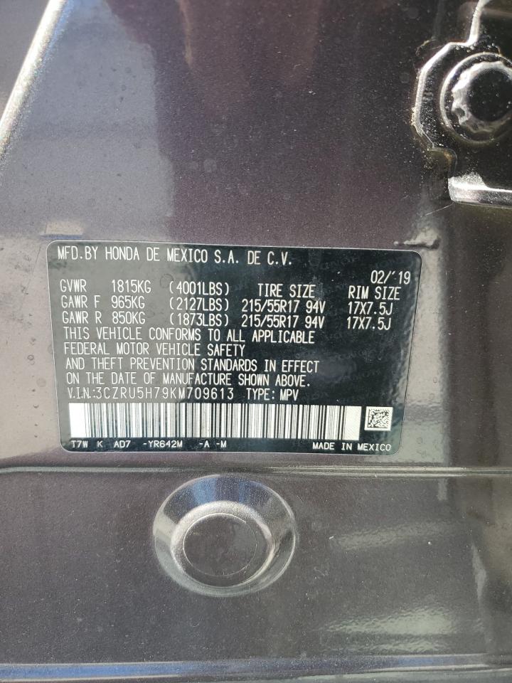 2019 Honda Hr-V Exl VIN: 3CZRU5H79KM709613 Lot: 76107064