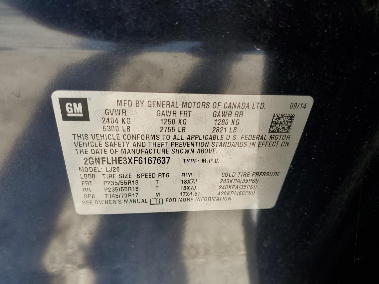 2GNFLHE3XF6167637 2015 CHEVROLET EQUINOX - Image 13