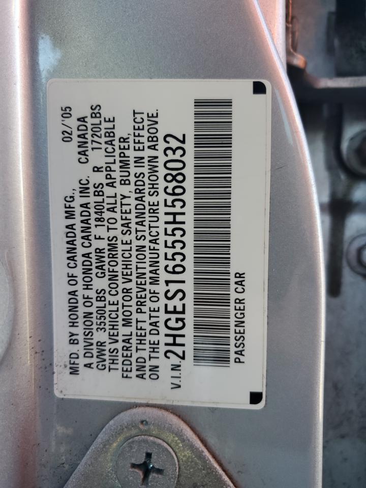 2HGES16555H568032 2005 Honda Civic Lx