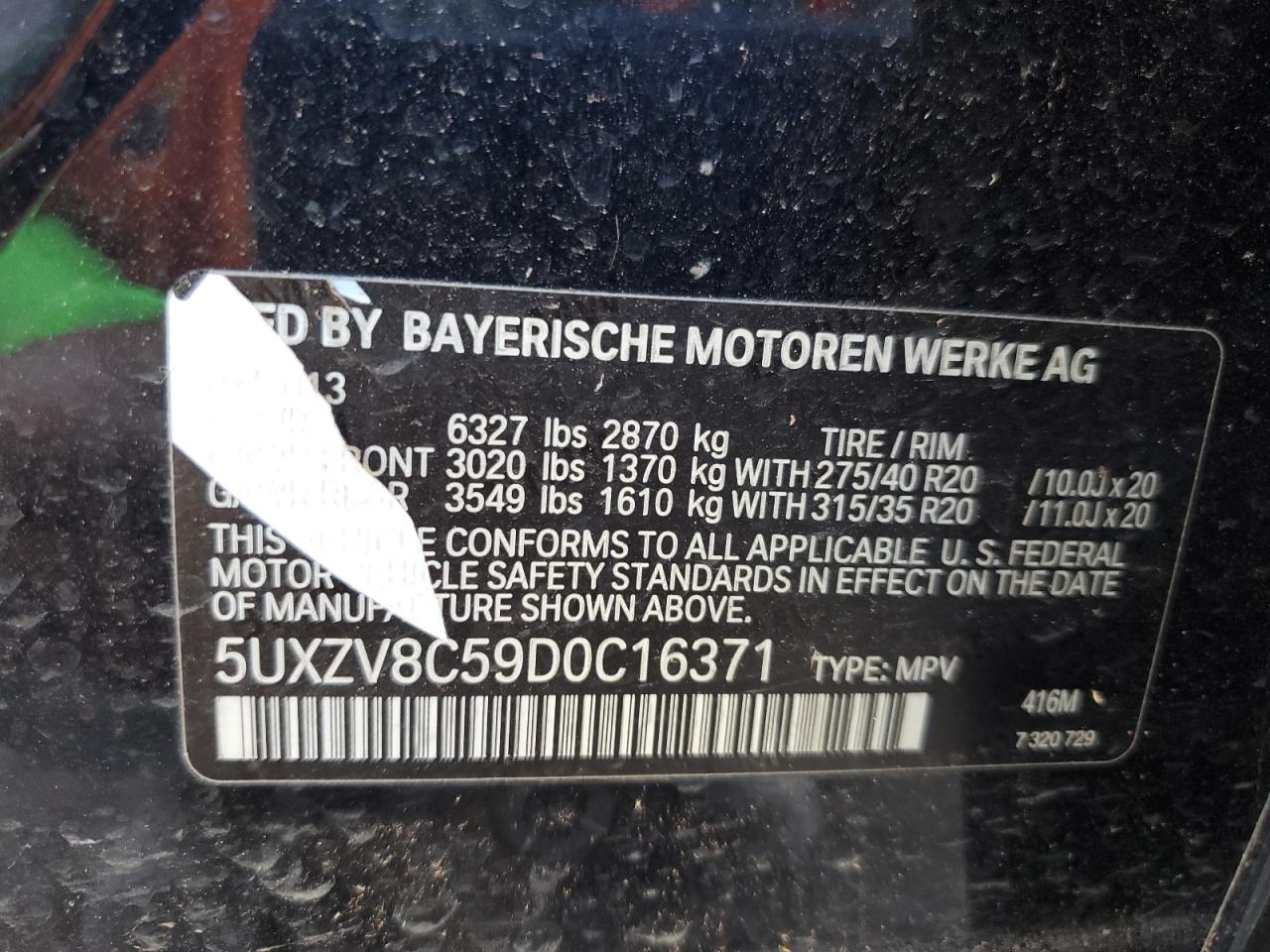 2013 BMW X5 xDrive50I VIN: 5UXZV8C59D0C16371 Lot: 74329104