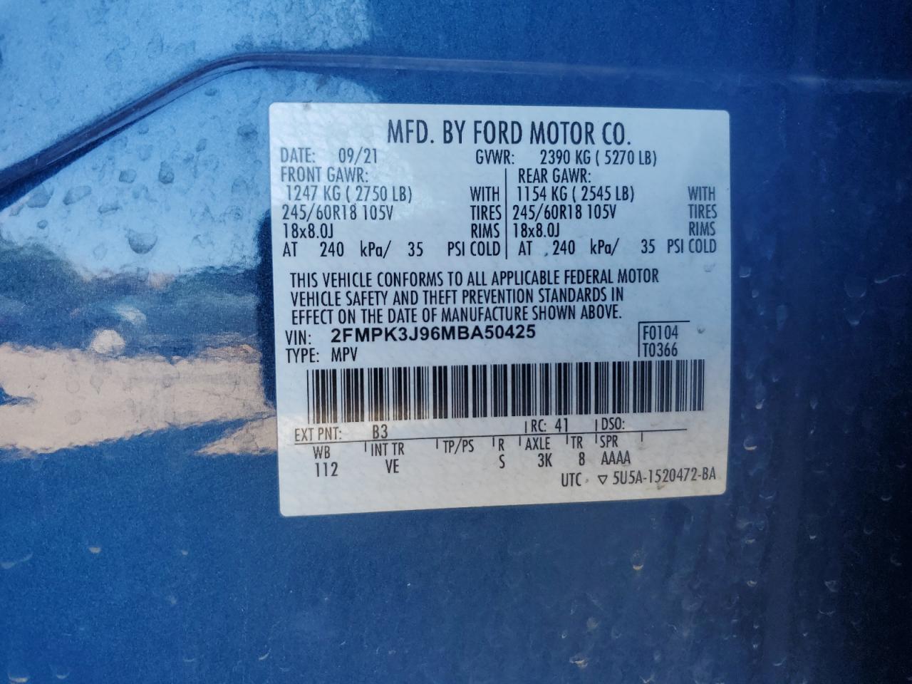 2FMPK3J96MBA50425 2021 Ford Edge Sel