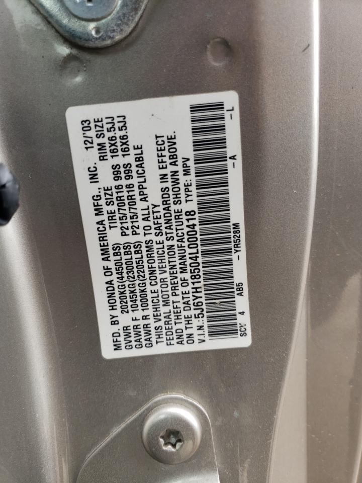 2004 Honda Element Ex VIN: 5J6YH18504L000418 Lot: 77222024