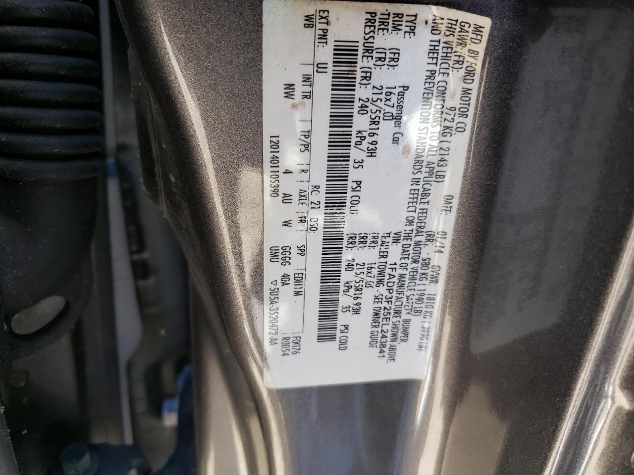 1FADP3F25EL243841 2014 Ford Focus Se