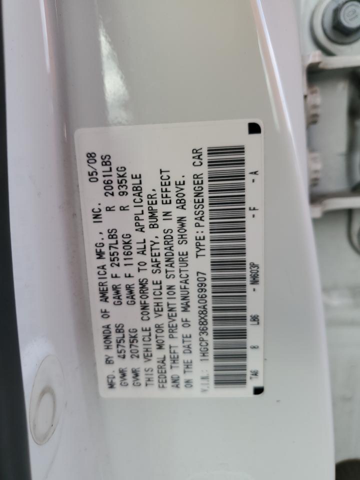 1HGCP368X8A069907 2008 Honda Accord Exl