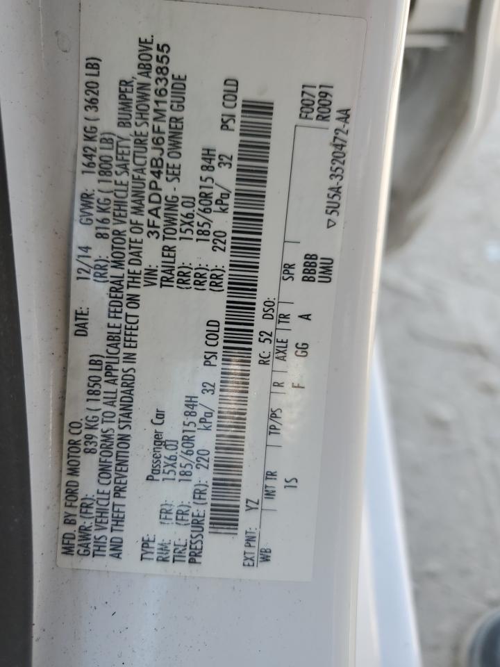 2015 Ford Fiesta Se VIN: 3FADP4BJ6FM163855 Lot: 75773334