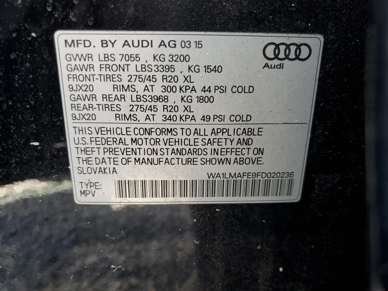 WA1LMAFE9FD020236 2015 Audi Q7 Tdi Premium Plus