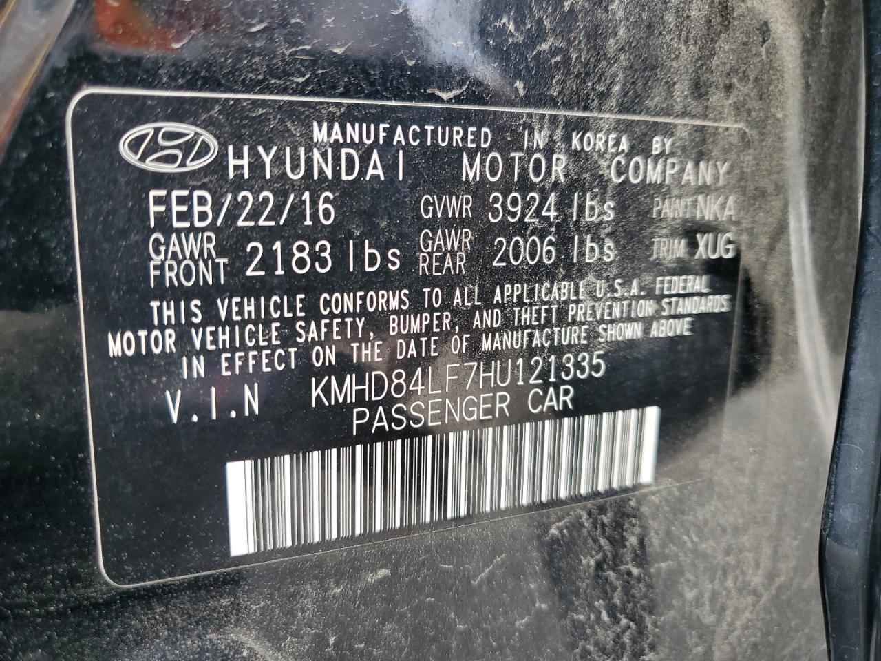 2017 Hyundai Elantra Se VIN: KMHD84LF7HU121335 Lot: 73507434