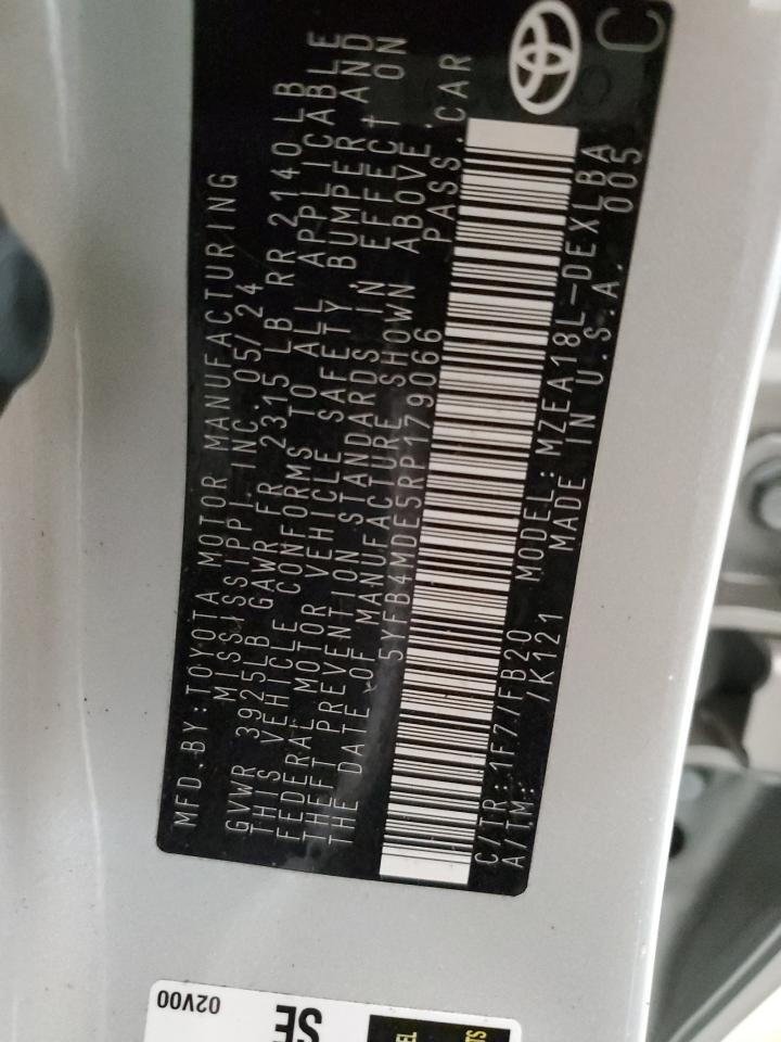 2024 Toyota Corolla Le VIN: 5YFB4MDE5RP179066 Lot: 77395194