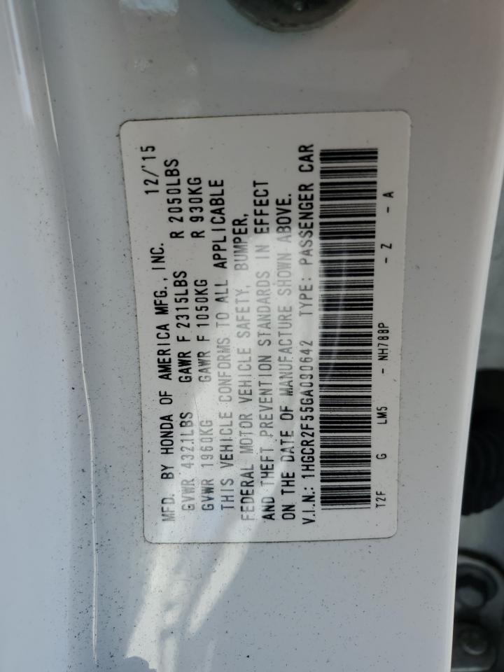 VIN 1HGCR2F55GA090642 2016 HONDA ACCORD no.12