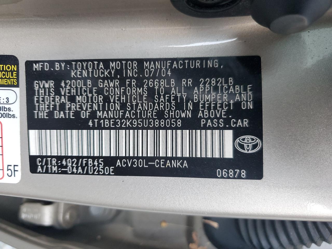 4T1BE32K95U388058 2005 Toyota Camry Le